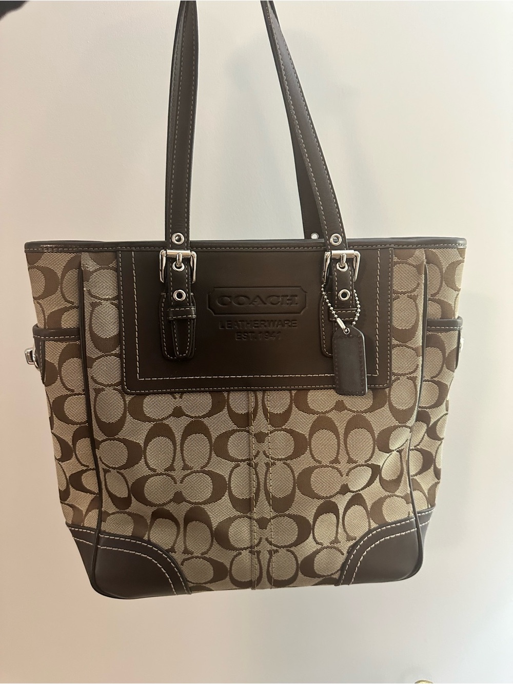 Coach Brown Signature Canvas Tote Bag